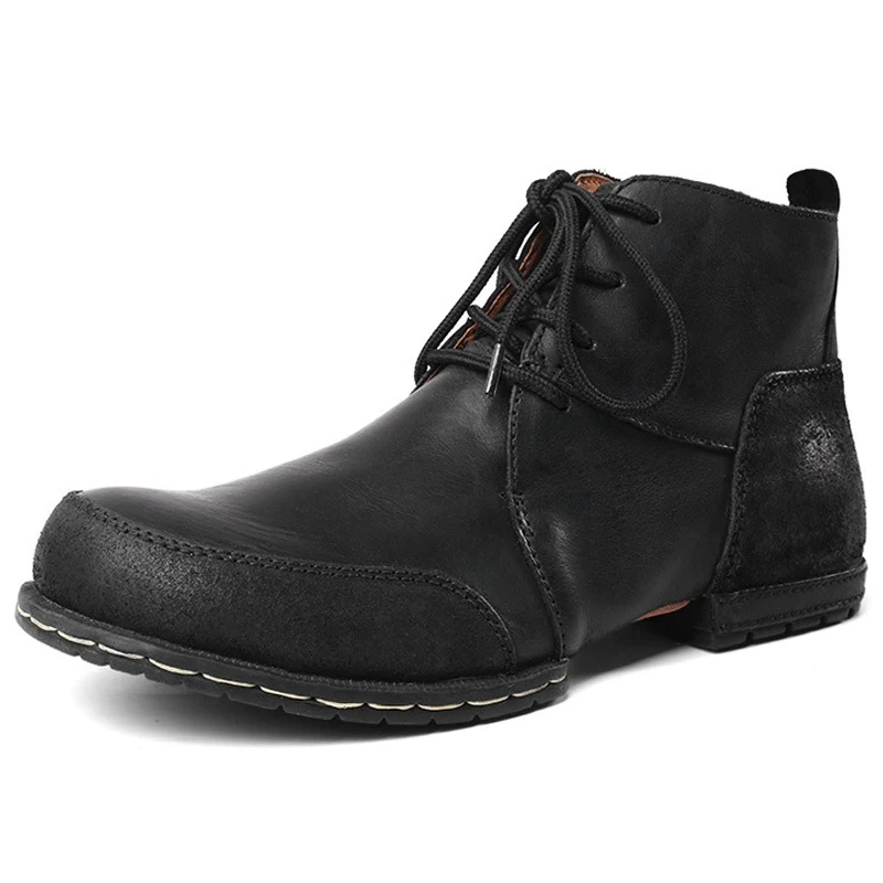 Zapatos de otoño e invierno, botas de vaquero del oeste, botas de cuero antideslizantes para hombre, botines para hombre, zapatos masculinos resistentes al desgaste, calzado para adultos