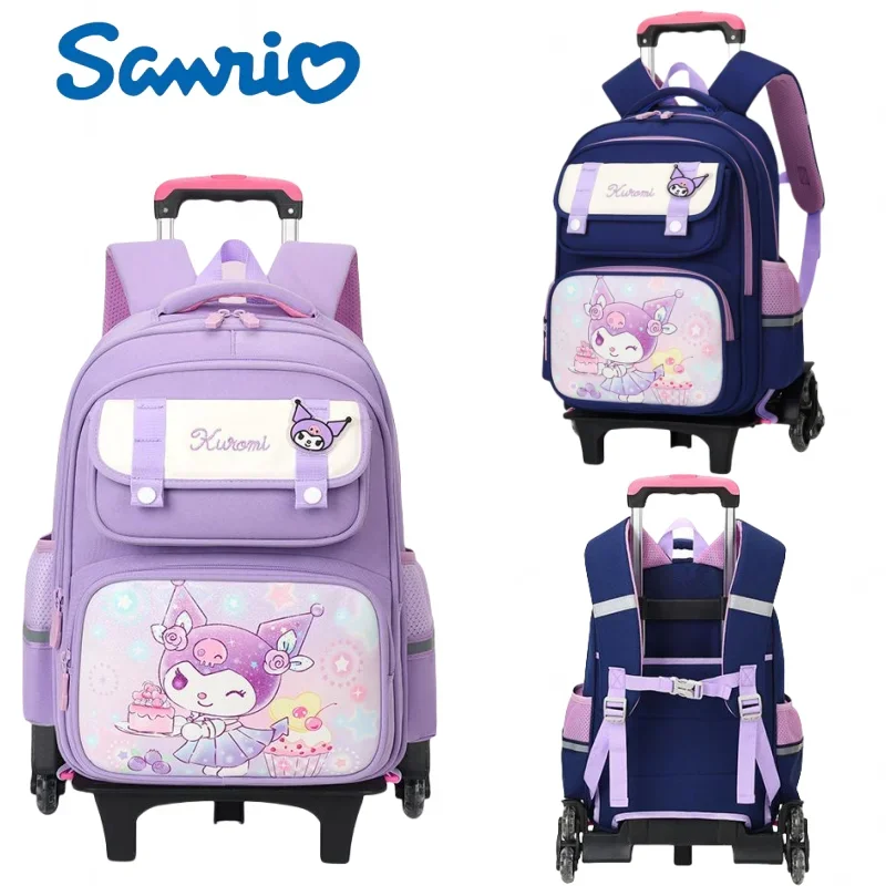 Sanrio Kuromi Trolley Backpack Boys and Girls Spine Protection Package Cartoon Design Knapsack Holiday Gifts Anime Peripherals