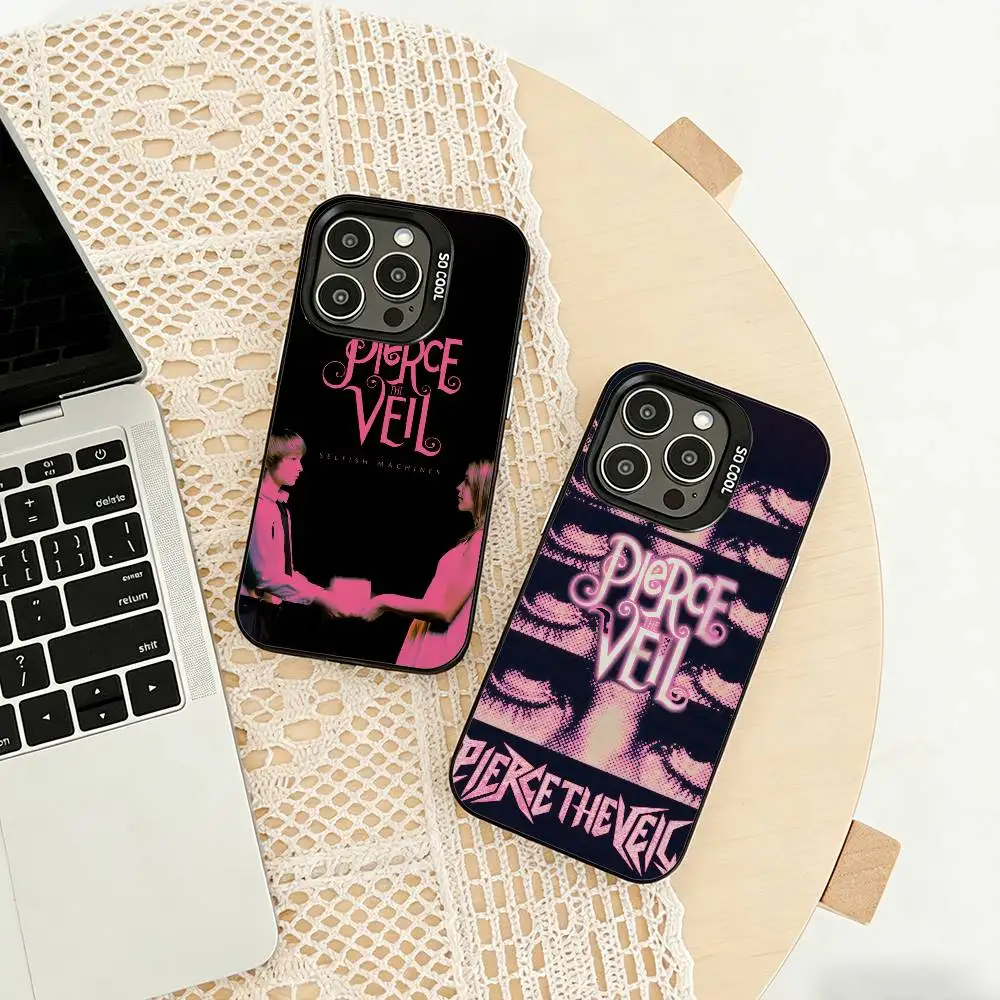 

Pierce t-The Veil Band Phone Case For iPhone 17,16,15,14,13,12,11 Plus,Pro Max,XS,Colored silver phone case