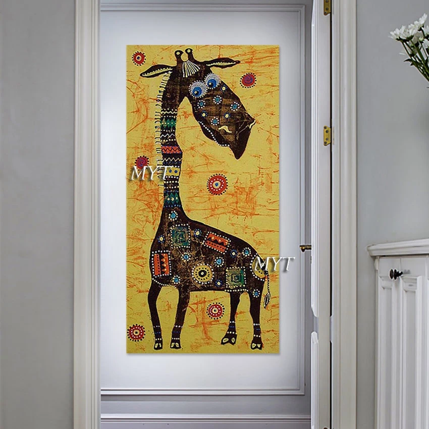 

Giraffe Abstract Picture Outdoor Wall Art Decor 3D Animal Cartoon Textured Design Painting Frameless Acrylic Artwork Canvas