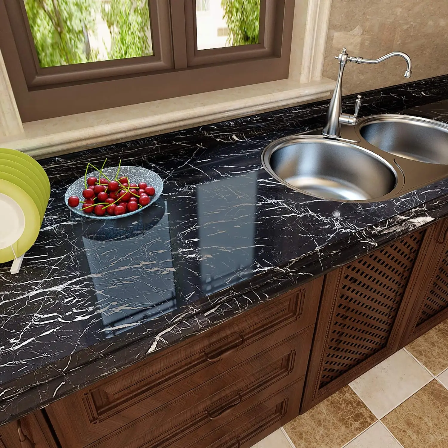 40cm Width Marble Self Adhesive Wallpaper Vinyl Wall Stickers Waterproof Contact Paper For Kitchen Decorative Film Home Decor