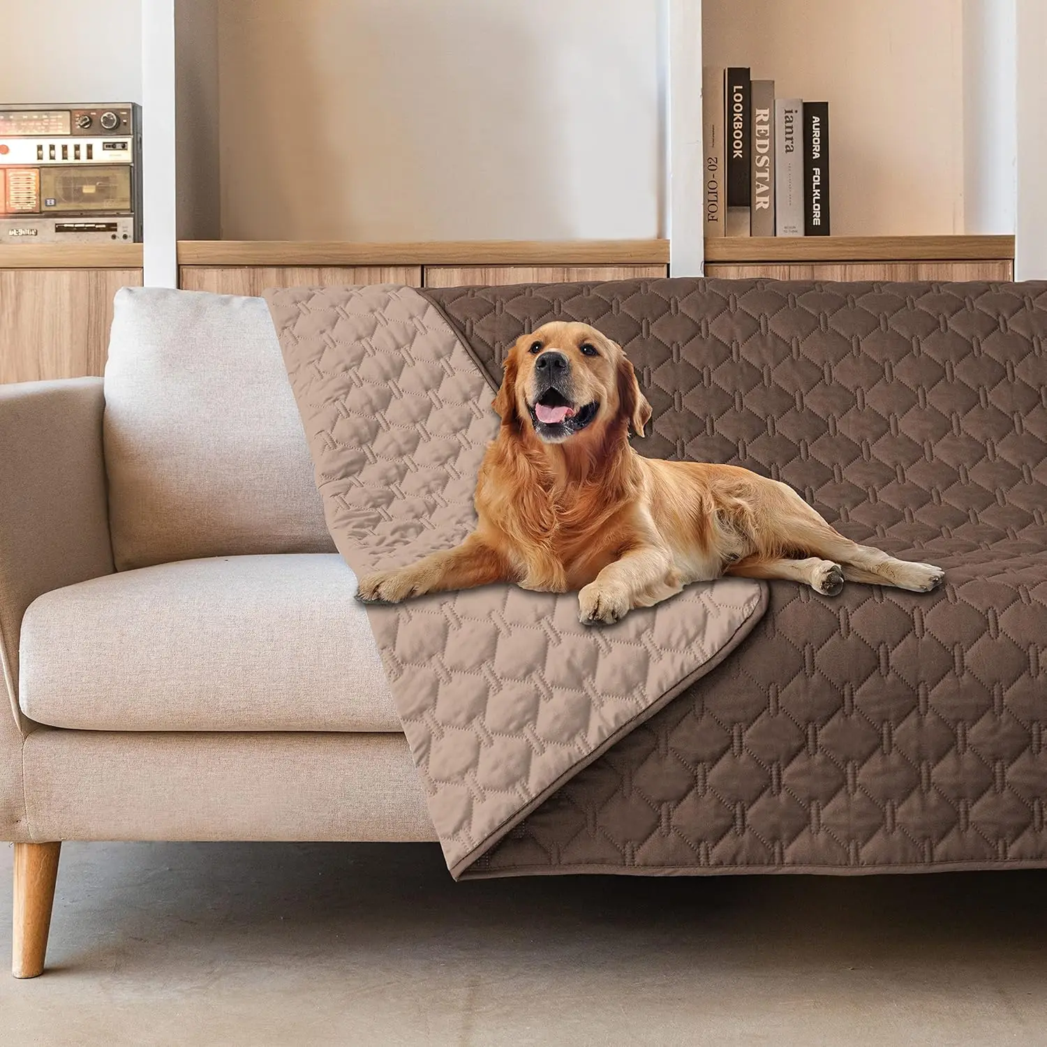 

Double-Sided Waterproof Dog Bed Cover, Reversible Furniture Protector for Sofa, Couch, Pet Blanket (82x120 Inch, Dark/Light Chocolate)