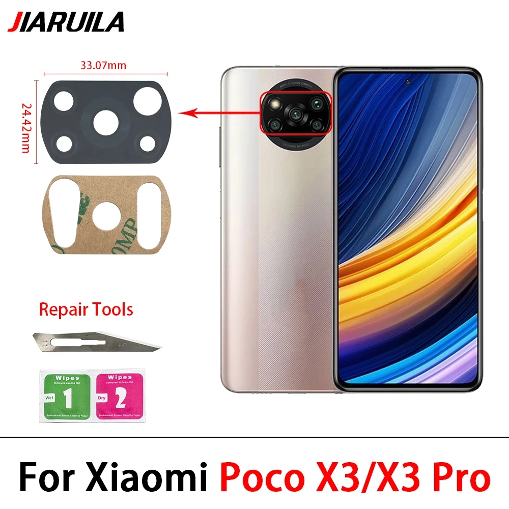 Rear Back Camera Glass Lens Cover For Xiaomi Poco X4 X3 F3 F4 F2 Pro C3 M4 Pro 5G M3 With Adhesive Sticker