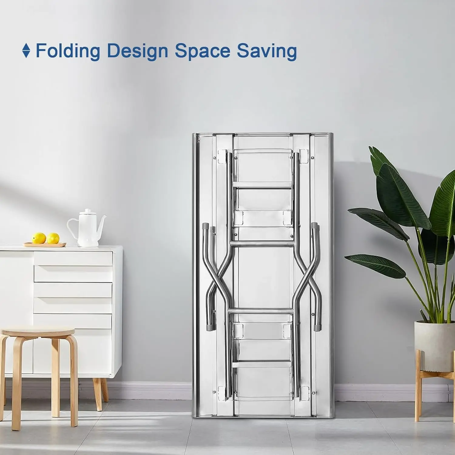 Stół składany ze stali nierdzewnej HARDURA, 61x122 cm, z nogami, stół roboczy składany, przenośny, do użytku komercyjnego, z certyfikatem NSF, do kuchni restauracyjnej, H