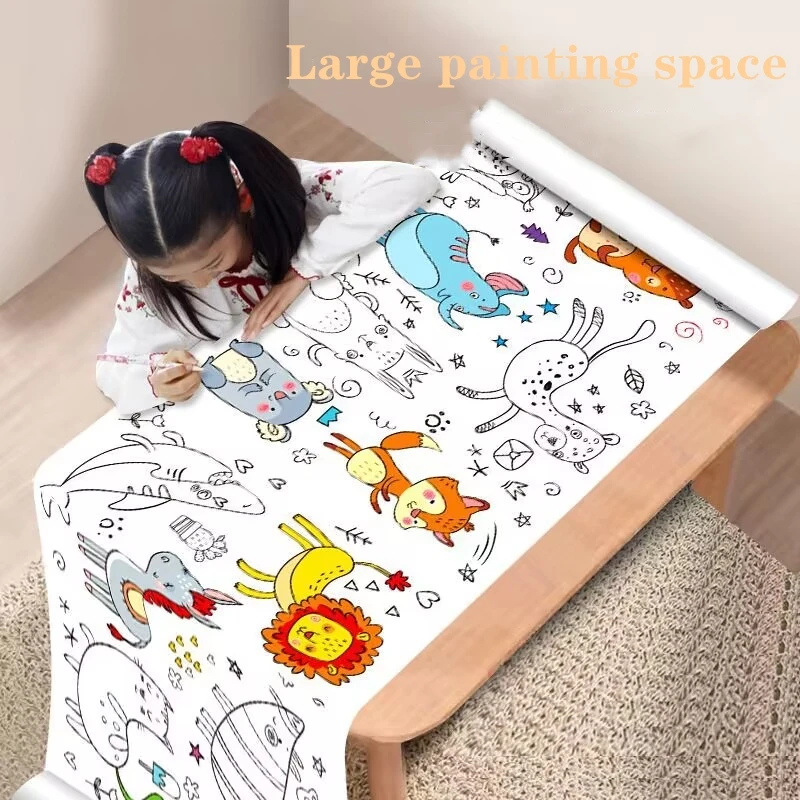 3-12 Meters DIY Children's Drawing Roll Coloring Paper Roll for Kids Painting Sticky Early Educational Toys Lukisan Gambar Kanak