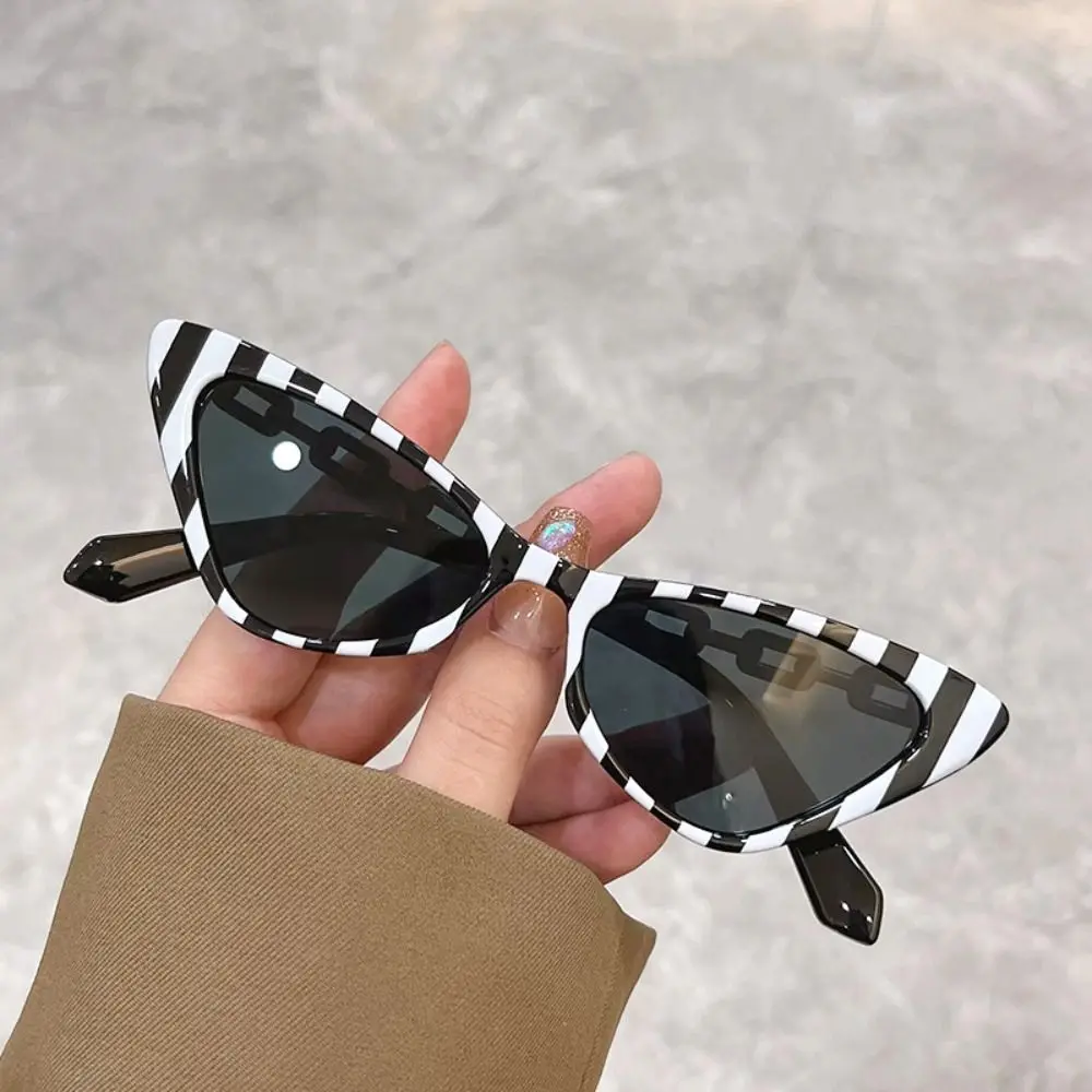 

Fashion Small Frame Cat Eye Sunglasses Vintage Trendy Black Shades Beach Travel Triangle Punk Sun Glasses for Women & Men