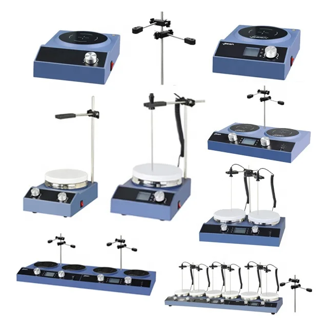 Lab Brushless Motor  Magnetic Stirrer Heating Machine 1/2/4/6 Link with Knob Digital Display Digital Temperature Control