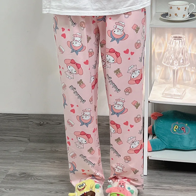 Sanrio Hello Kitty Pajama Pants Ins Style Anime Loose Pajama Pant Student Girl Mosquito Repellent Pants Cute Casual Pants Gift