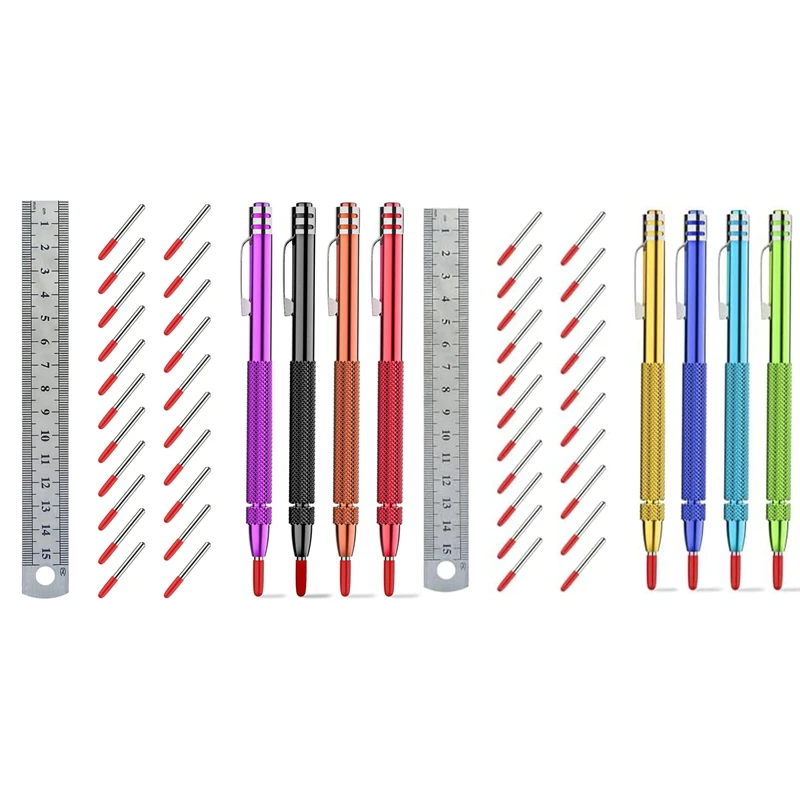 

LJL-Color Tungsten Carbide Scriber With Magnet,A Ruler,With Extra 21Replacement Marking Tip,For Glass/Ceramics/Metal Sheet