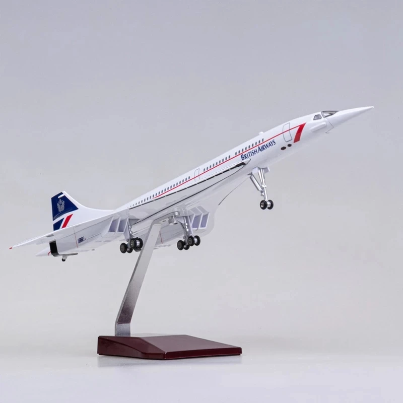 

50CM 1/125 Scale Plane Concorde Singapore Airline Airplane Resin Aircraft with Lights Landing Gears Model Toy Dhristmas Decor