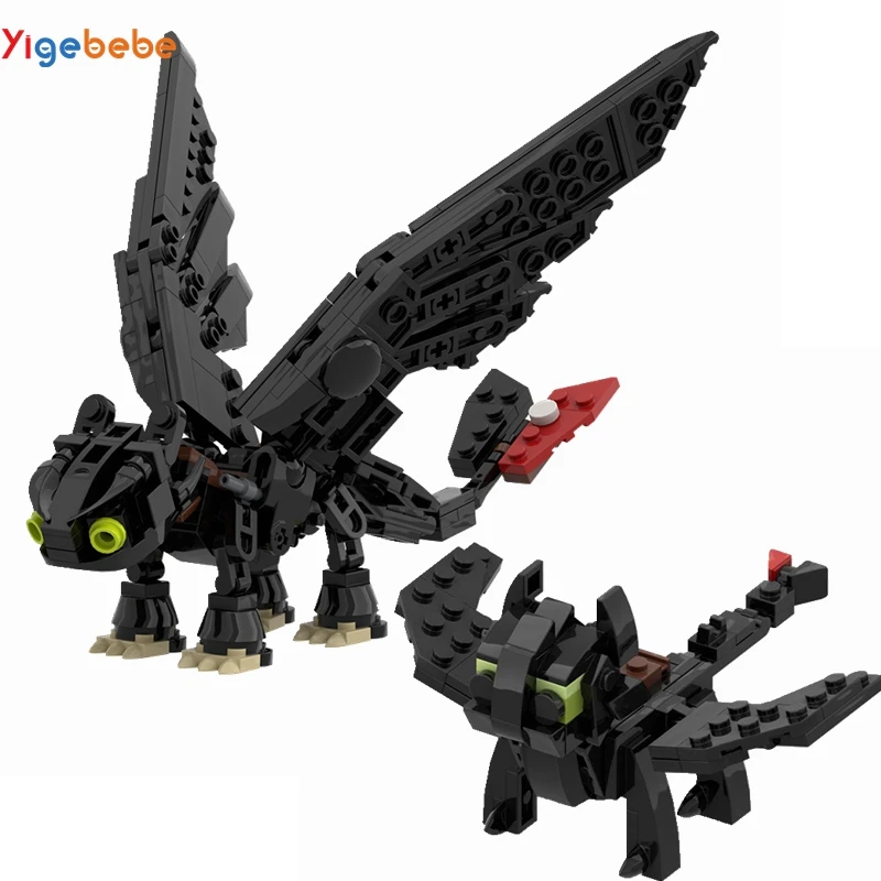Ideas Yigebebe película tren dragón noche enterrado sin dientes MOC juguetes de bloques de construcción para niños regalos juguete