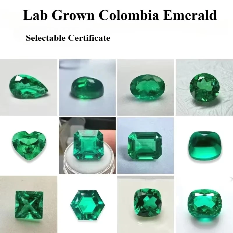 Lab Grown Colombia Emerald Top-level Gemstone for DIY Jewelry Making Inlay Materials With  Certificate