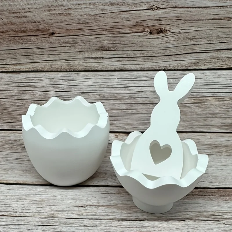 4 Osterhase Silikonformen, Gestreifte Harzgussformen für Heimdekoration, Aufbewahrungsschalen und Bastelbedarf