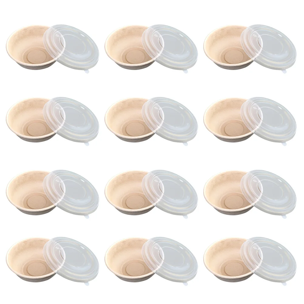 

25pcs Eco Friendly Food Containers Meal Prep Boxes Paper Yellow Lids Greasy Proof Secure Storage Baking Pan Kitchen Bar