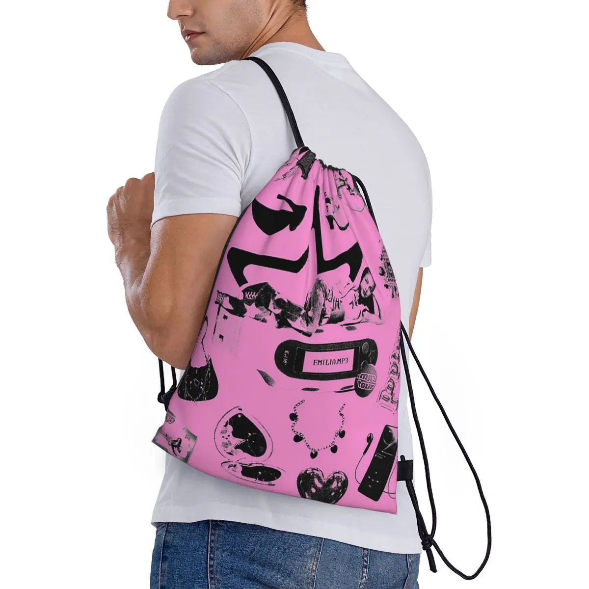 

Рюкзаки Emilia Mernes Y2k Elements: повседневные сумки-мешки на шнурке для мелочей, сумки для книг, для путешествий и школы