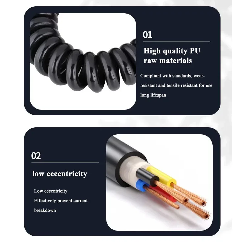 M12 Spring Wire Stretch Resistant Aviation Plug Connector Cable 4 5 6 8 12 Pin Pure Copper Gold-plated Plug Connection Line