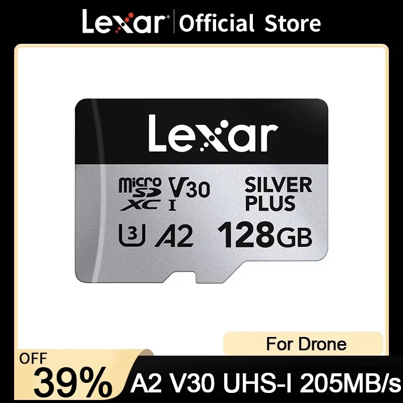 بطاقة Lexar Silver Plus الخاصة بالطائرة بدون طيار SDXC A2 4K V30 U3 64GB 128GB 256GB 1TB قراءة 205 برميل/الثانية بطاقات ذاكرة TF لـ DJI UAV