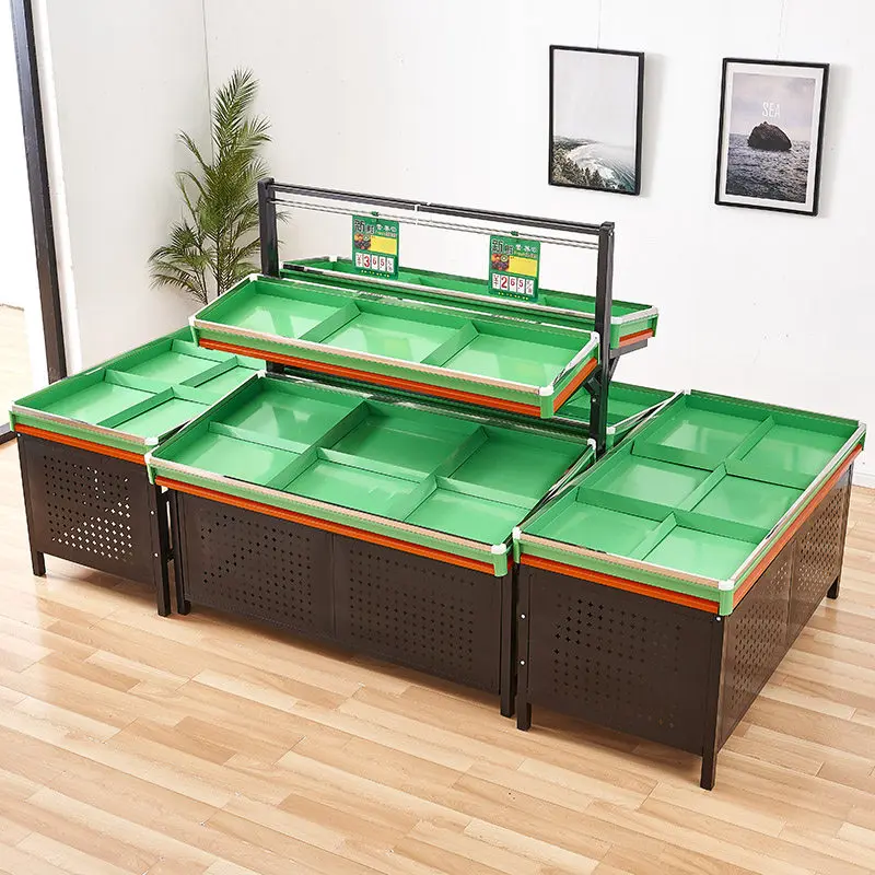 Supermarket Fruit Shelf Display Shelf Convenient Double-layer Vegetable Shelf