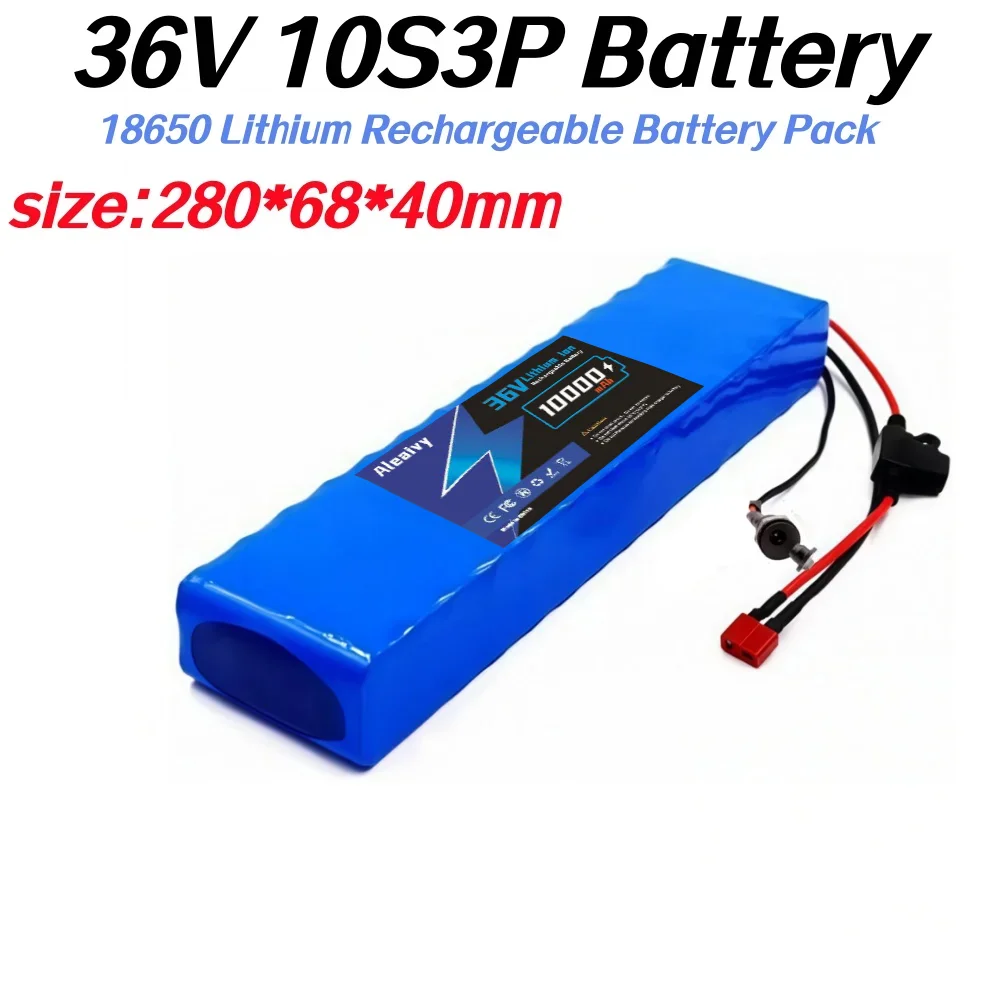 

36V 10Ah 18650 Lithium Battery Pack 10S3P High Power 500W with Built-in 15A BMS Fuse Device + 42V 2A Charger for Electric Vehicl