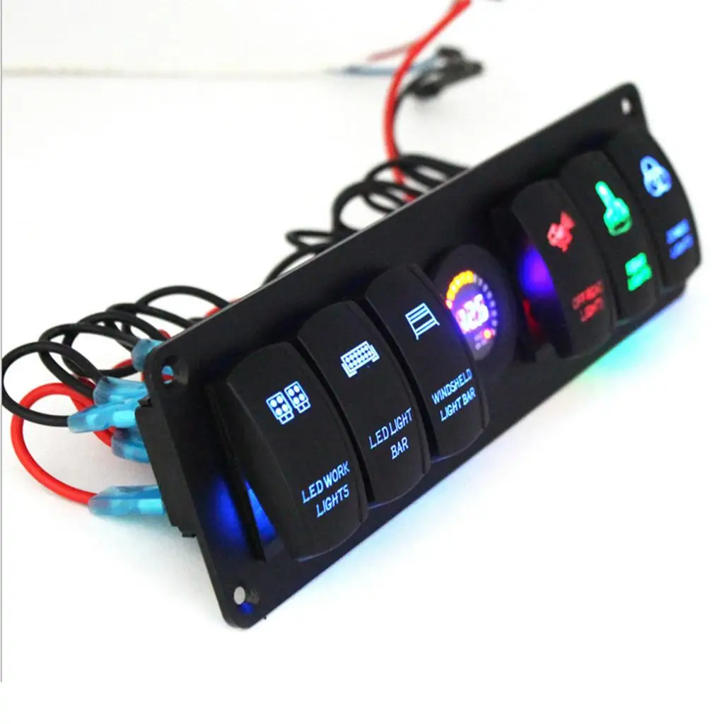 

Marine rocker for boat Switch Panel 6 Gang Waterproof Toggle
