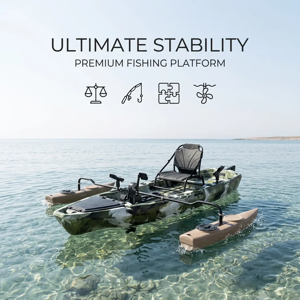 Custom HDPE Modular Fishing Kayak Outrigger Stabilizer Detachable Canoe CE Certified Camouflage Trolling Motor Boat