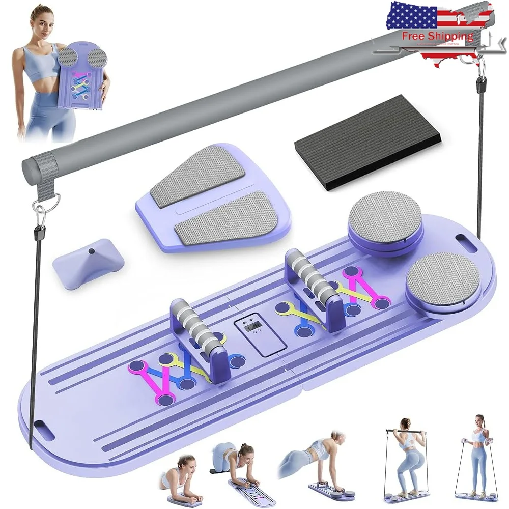 

15-in-1 Pilates Reformer Board Foldable Home Workout Equipment Multifunctional Ab Trainer Full-Body Strength and Flexibility