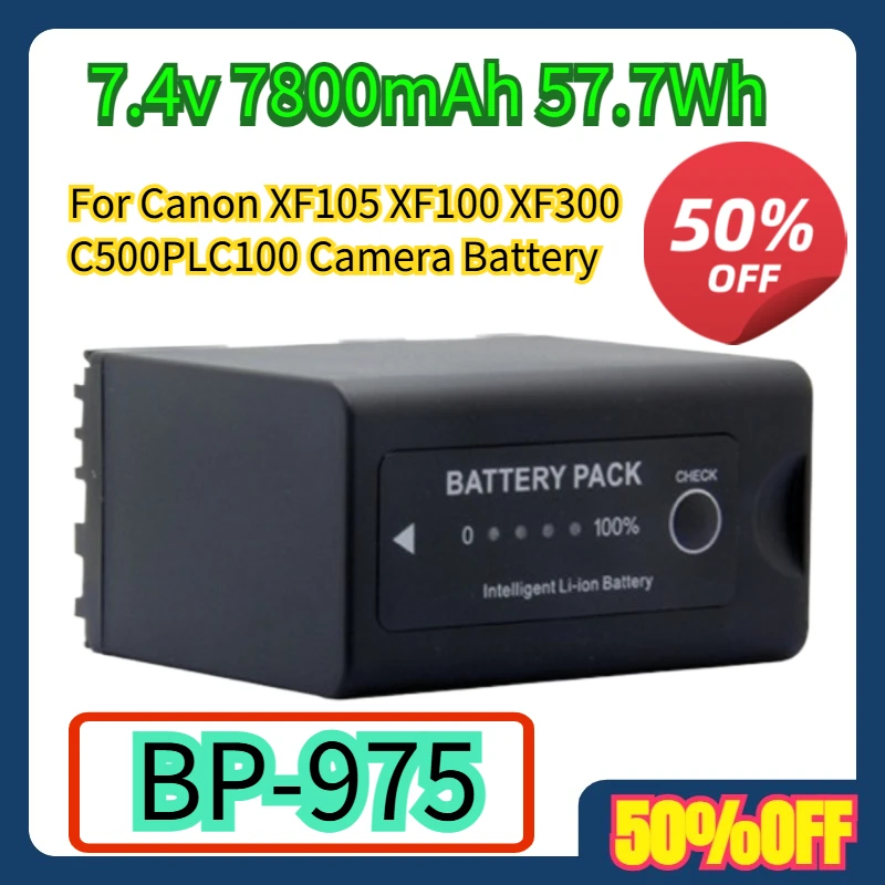 

For Canon XF105 XF100 XF300 C500PLC100 Camera Battery BP-975 Battery 7.4v 7800mAh 57.7Wh