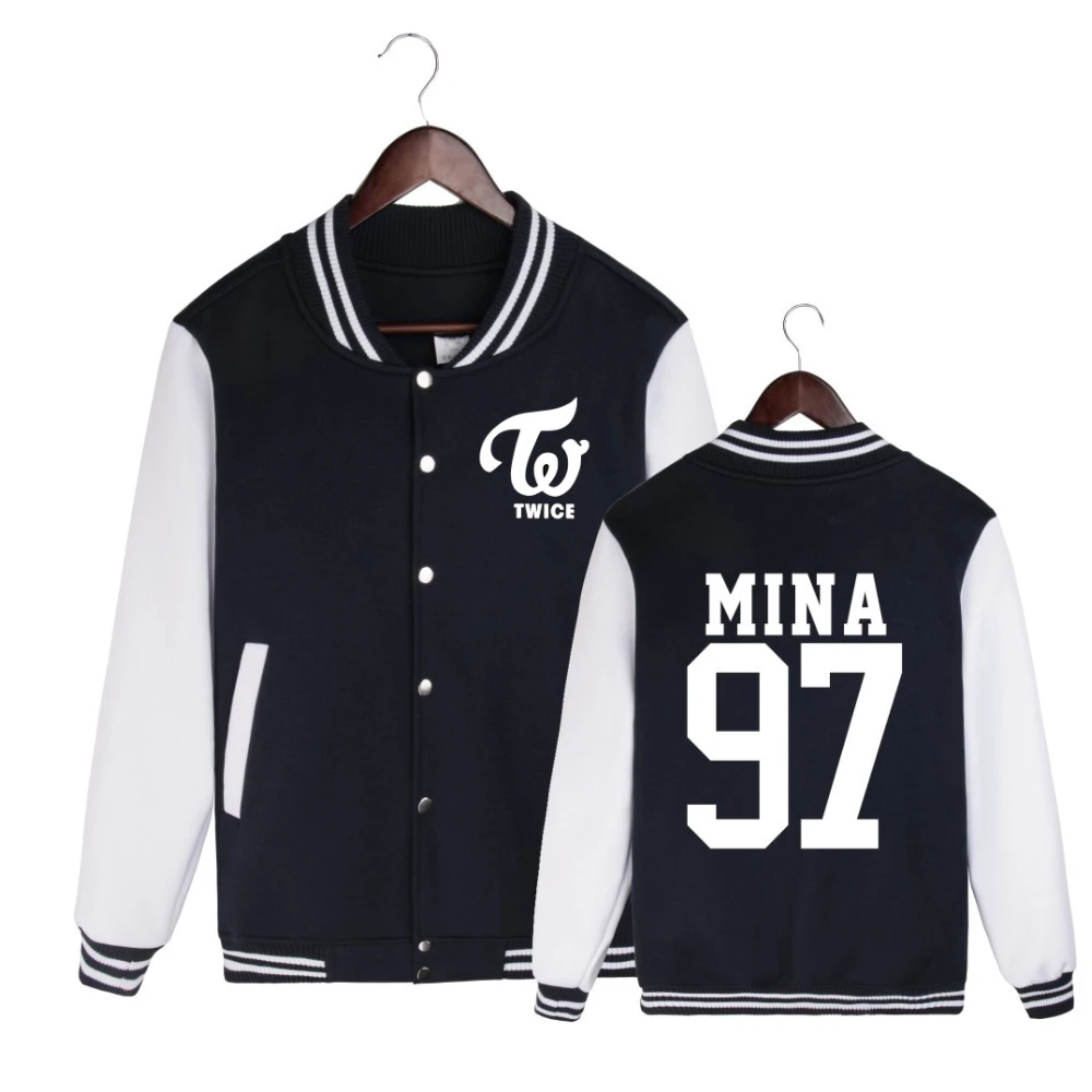 KPOP ZWEIMAL Baseball Jacke Frauen Männer Bomber Jacke K-POP MOMO TZUYU NAYEON DAHYUN JUNGYEON SANA MINA CHAEYOUNG Baseball Uniform