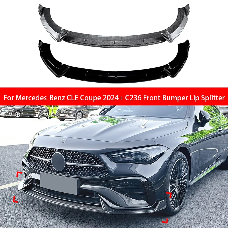 For Mercedes-Benz CLE Coupe 2024+ C236 CLE260 300 CLE53 AMG Auto Exterior Parts Car Front Bumper Lip Splitter Diffuser Body Kit