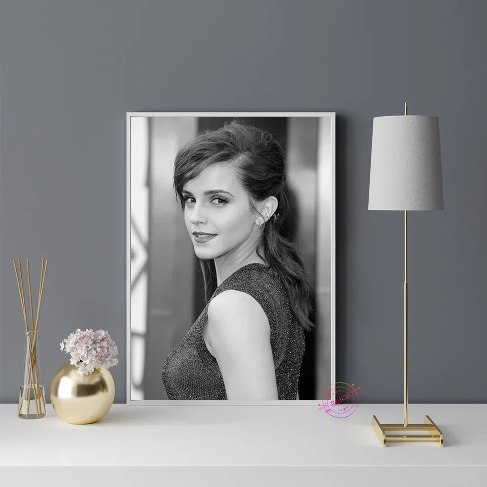 إيما واتسون المشارك الممثلة أبيض وأسود صورة HD قماش جدار الفن اللوحة يطبع غرفة المنزل الحديثة بار ديكور