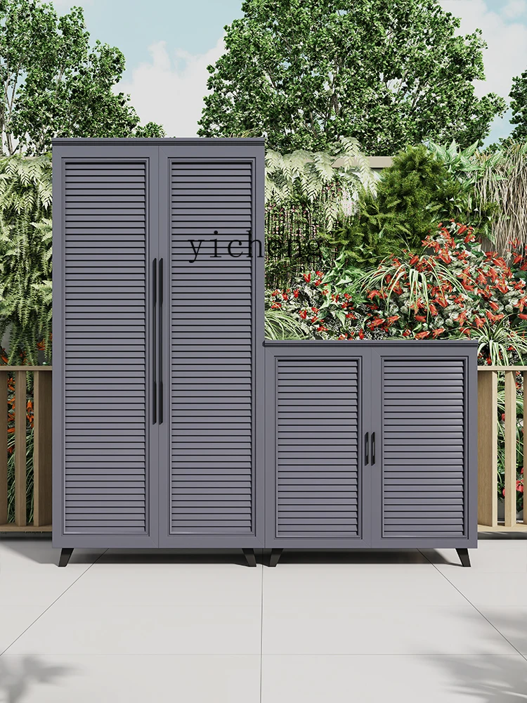 TQH Aluminum Alloy Outdoor Locker Waterproof Sunscreen Rust Protection Balcony Garden Tools Sundries Storage Cabinet