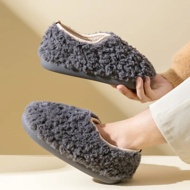 2024 New Women Warm Fluffy Shoes Couples Indoor Slippers Soft Plush Thick Sole House Floor Slipper Female Male Winter Footwear