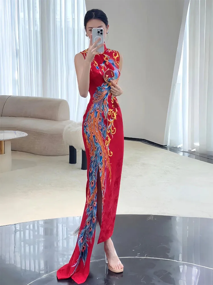 

Red Wedding Dr Sle New Chinese National Sle Long Skirt Spring 2025 Seasonal Ele Women's Dr