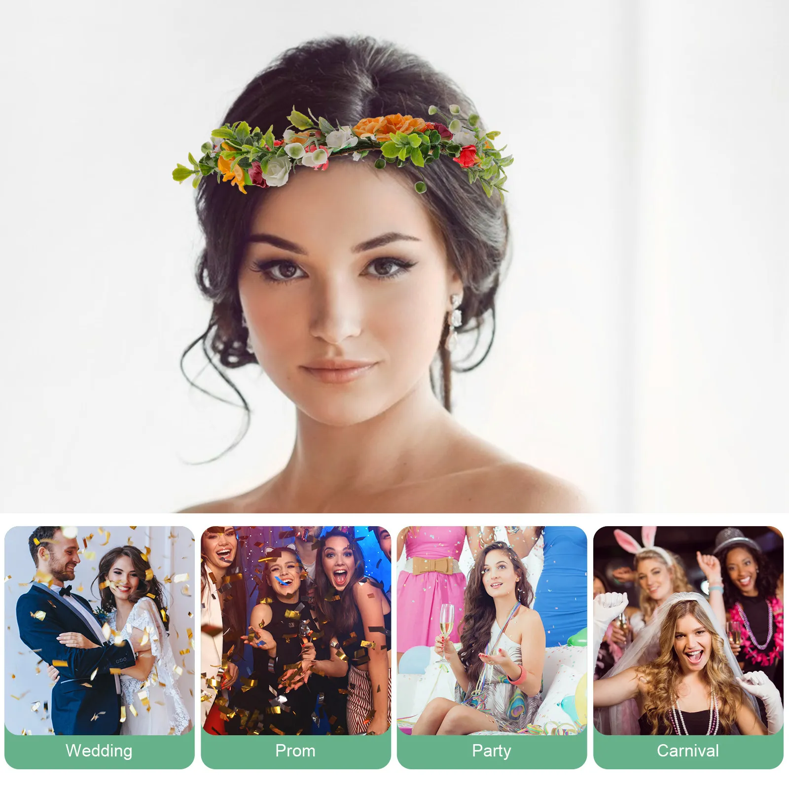 

Цветочная повязка на голову с розами для невесты, декор для свадебного наряда, имитация цветочной короны, повязка для волос для фотосессий, путешествий, пляжного отдыха