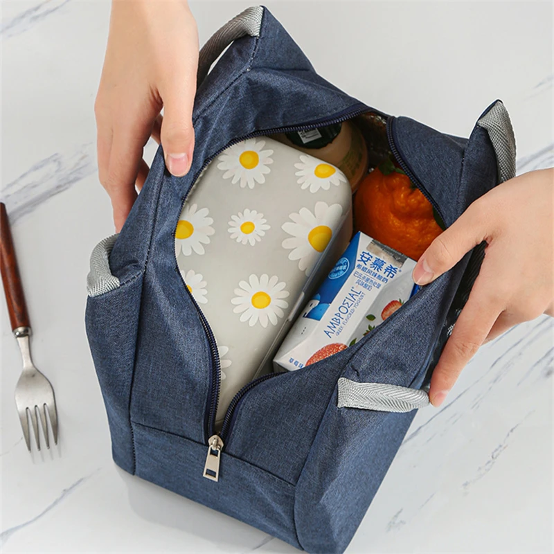 New Insulation Lunch Bento Box Bag Small Large Portable Aluminum Film Thermal Picnic School Food Container Cooler Tote Bags