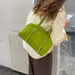 Green Commuter Shoulder Bags for Women 2024 Luxury Designer Handbags Pure Color Causal Bag Ladies Large Capacity Underarm Bag