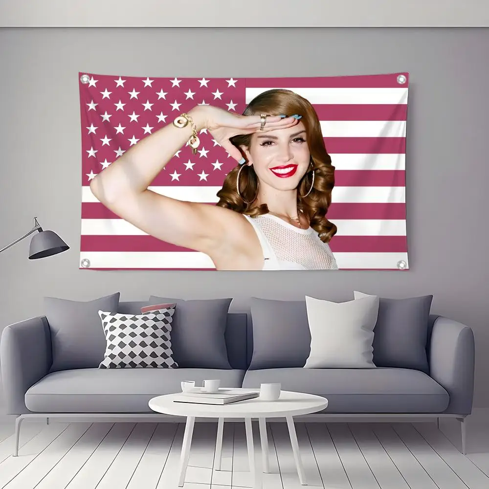 L-Lana Del Rey Singer Flags Microfiber Festival Decoration Banner Indoor Outdoor Hanging for Bedroom Living Room Bar Garden