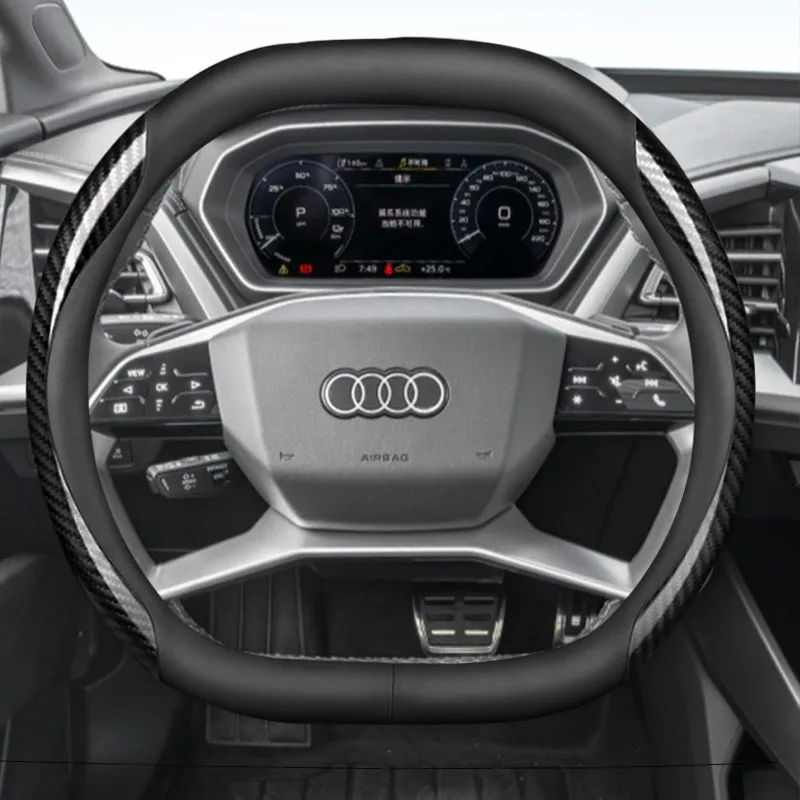 

Leather Car Steering Wheel Cover for Audi Q4 e-tron Sportback S-line 2022 2023 2024 2025 Non-slip Car-styling Auto Accessories
