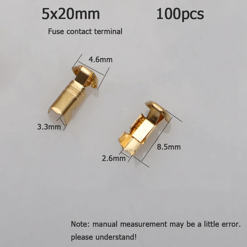 100 Pcs 5x20mm 6X30mm  Auto Brass Wire Harness Connector Crimp Terminal Fuse Holder Button Contact Pin DJ9007A G45