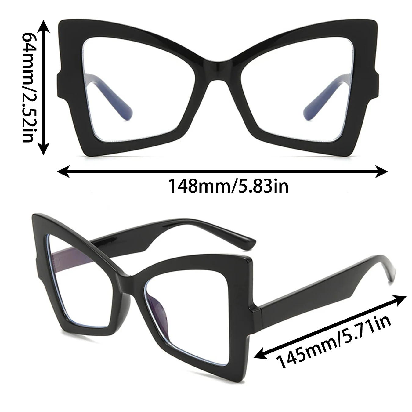 Oversized Cat Eye-modebril voor dames Trendy contrastkleurig ontwerp Frame-bril