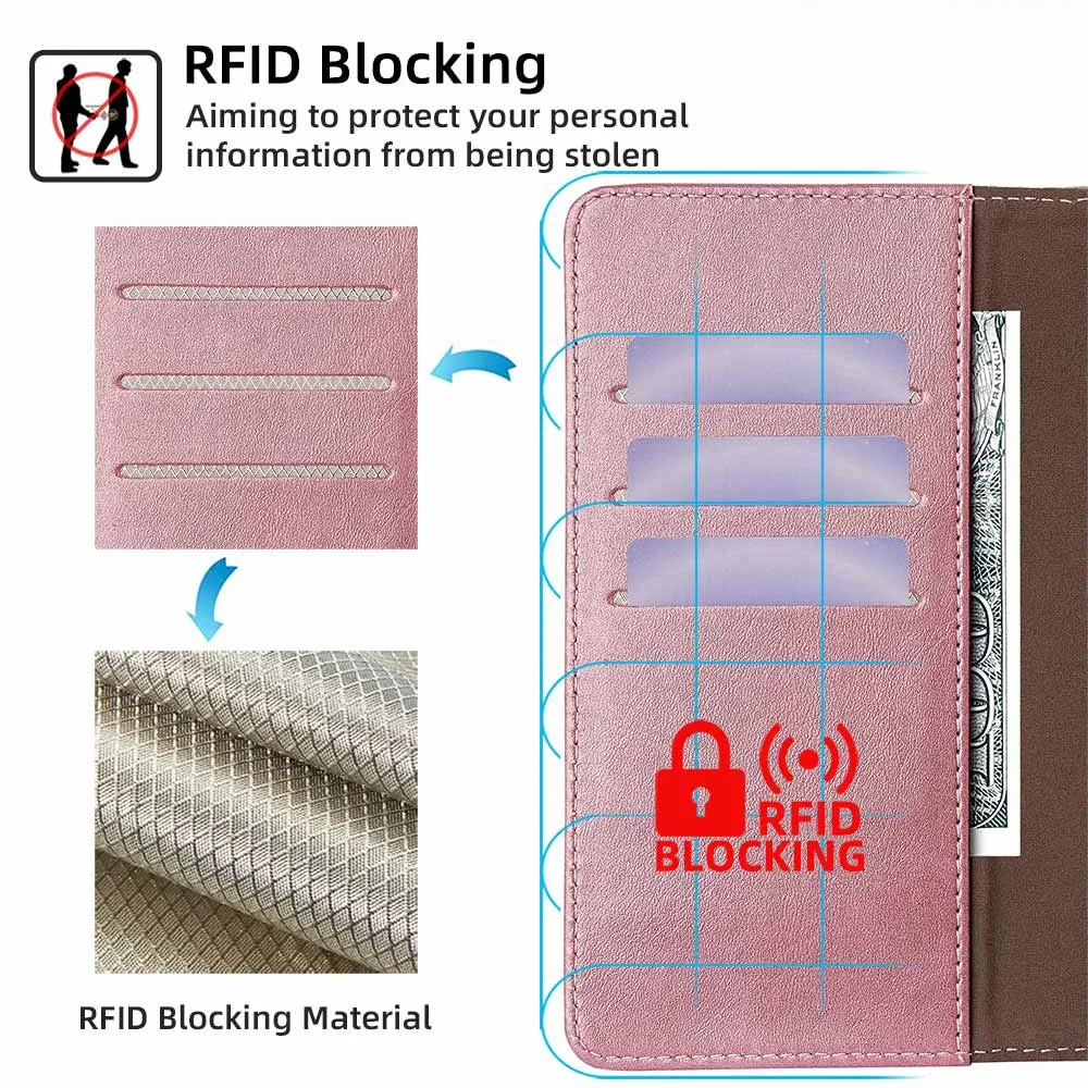 Business Book Style RFID Multi Card Cover For Oneplus 12 12R 11 11R 10 Pro 10T Magnetic Buckle Leather Flip Phone Case Coque