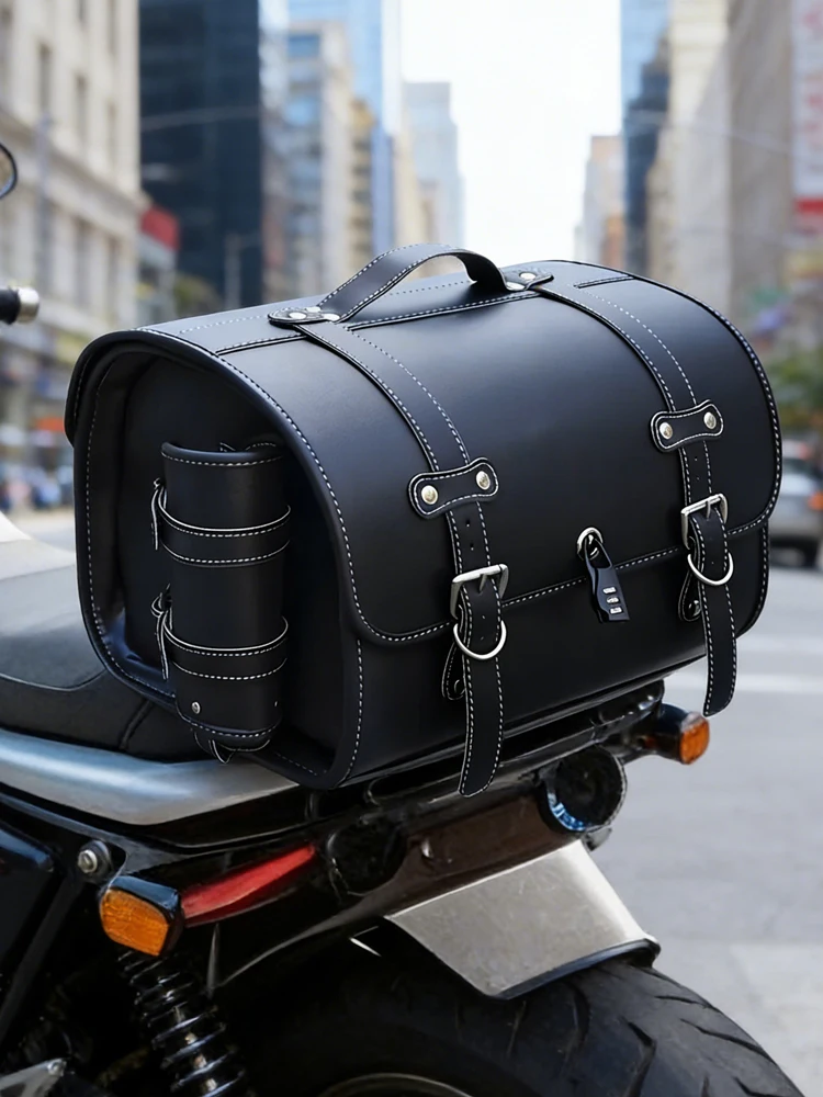 Wasserdichte Motorrad-Satteltasche mit Zahlenschloss, Diebstahlschutz, Kratzfest, Motorrad-Aufbewahrungstasche, Sitztasche, Schwarz, Universell, Große Kapazität, Werkzeugtasche