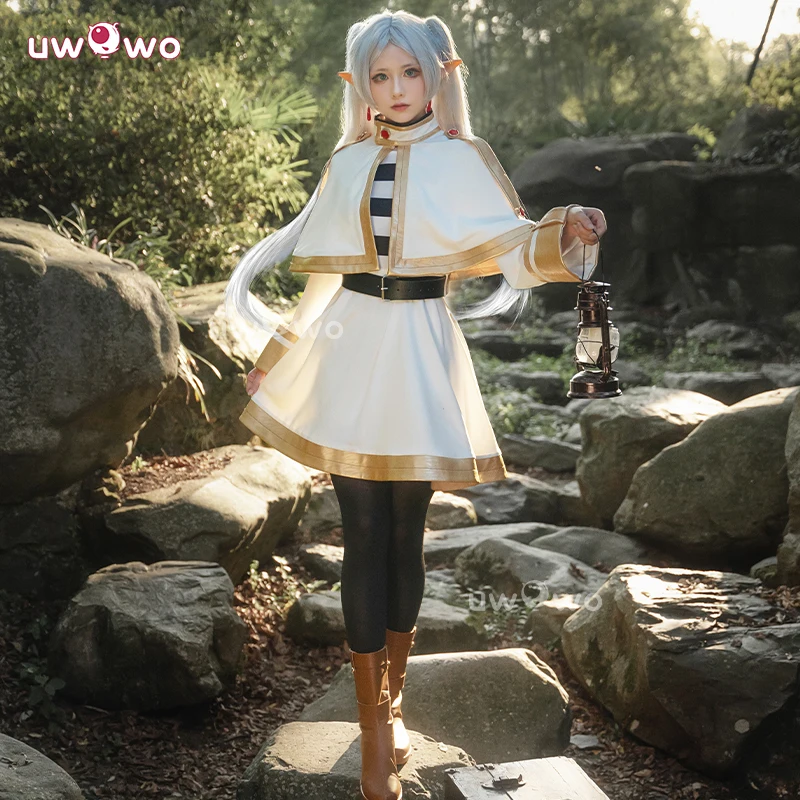 IN STOCK UWOWO Collab series Frieren Cosplay Anime Elf Cosplay Costume Frierenn at the Funerall Dress Ears Earrings Mage Uniform