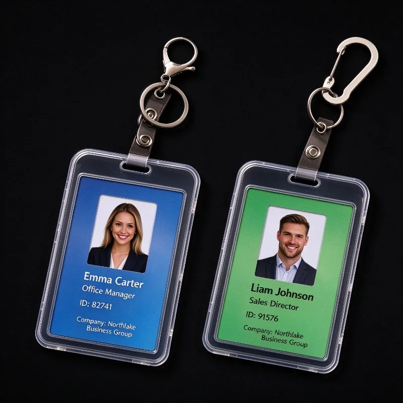 1Set Dual-clear ID Pass Card Holder 2 Cards Organizer Badge Sleeve ID Tag Name Working Permit Case Plastic Cards Protector