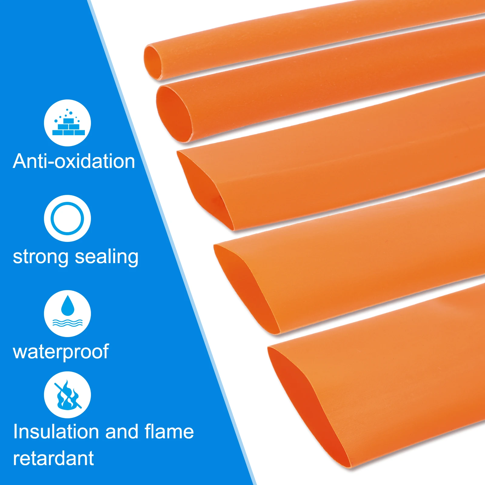 Orange Heat Shrink Tubing 3-22mm ID 30m/60m Long 2:1 Ratio Polyolefin Heat Shrink Cable Sleeve for Electrical Wire Insulation