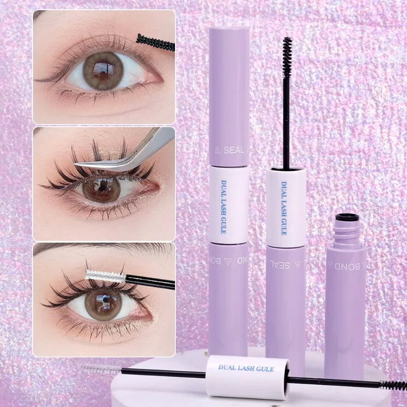 Waterproof Black Clear Eyelash Glue Mascara Double Head Lasting Bond Seal Eyelash Coating Raincoat Strong Hold Quick Dry Makeup