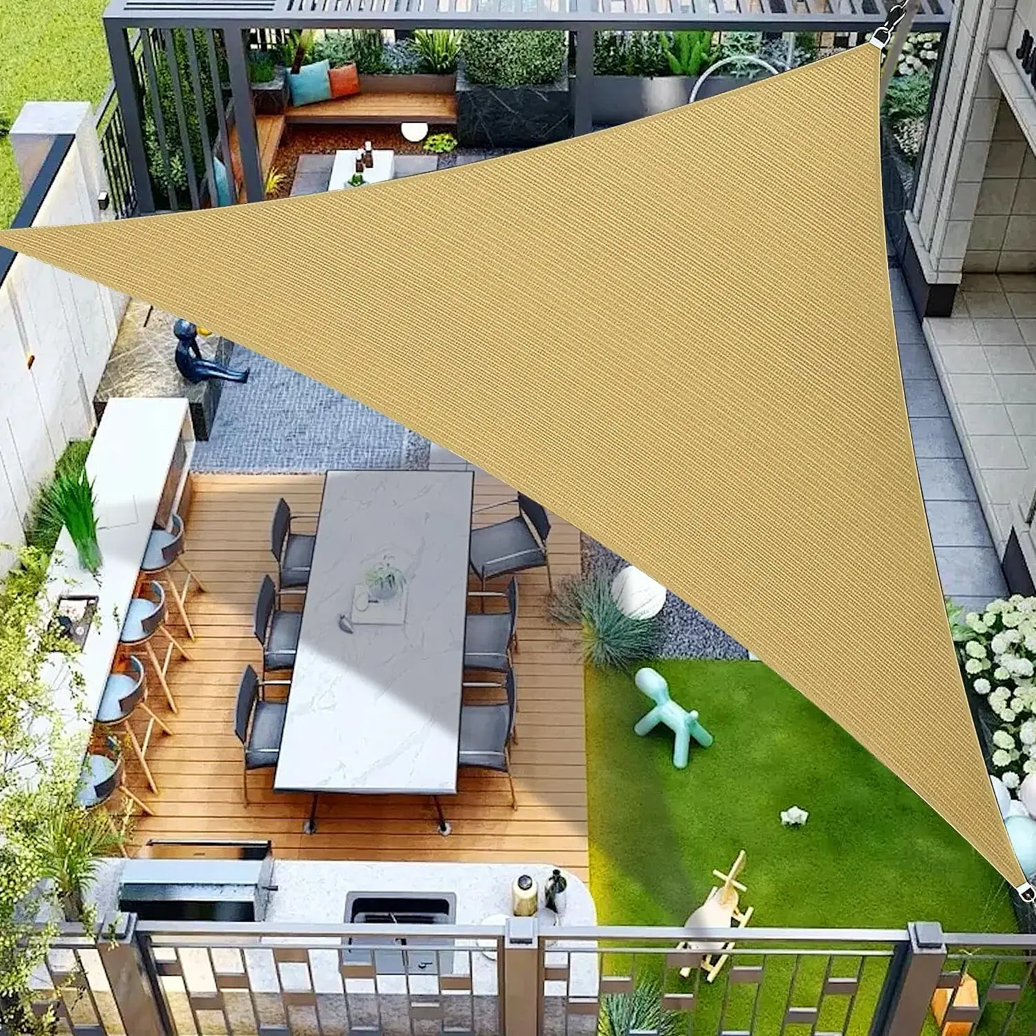 

20' x 20' x 20' Triangle Sun Sail Shades Canopy UV Block Sun Shades Outdoor Garden Backyard Pergola Shade Cover Sand
