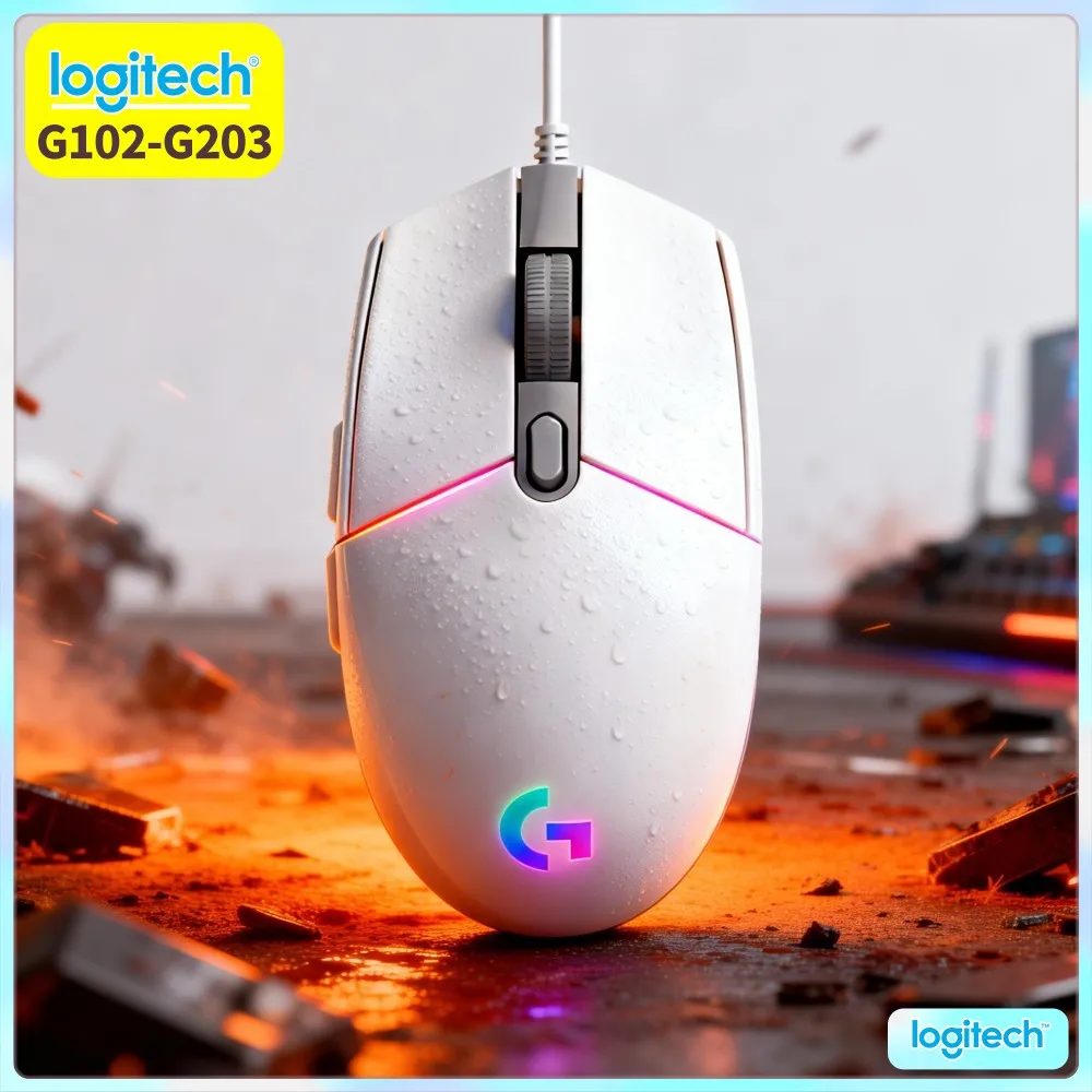 Logitech G102 Gaming Mouse, 16.8M RGB Hues, 1000Hz Polling, Mechanical Tension Buttons, 6 Keys, Compatible With Mac And PC