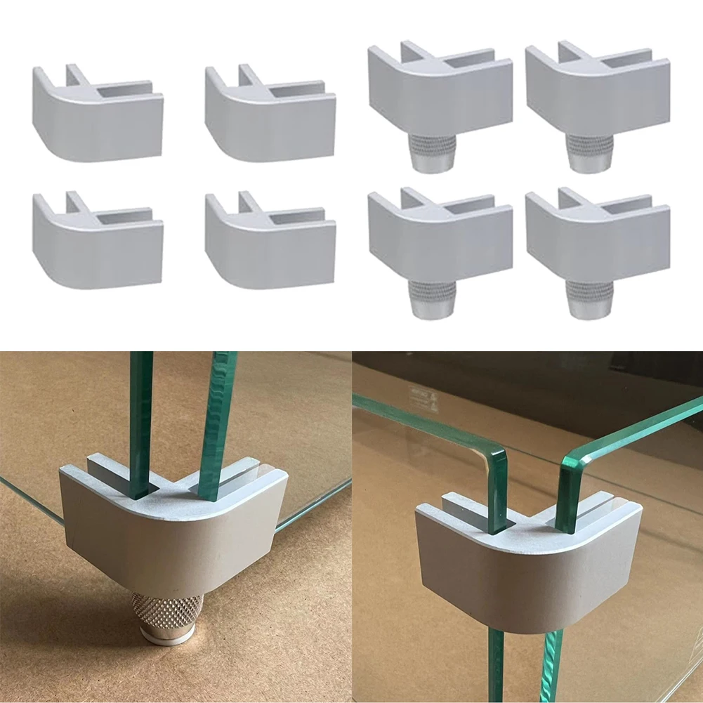 8Pcs Aluminum Alloy Glass Clamp Windshield Corner Bracket Clamp For 7 To 8mm Glass With Glass Non-slip Base Kit 15x13x2cm