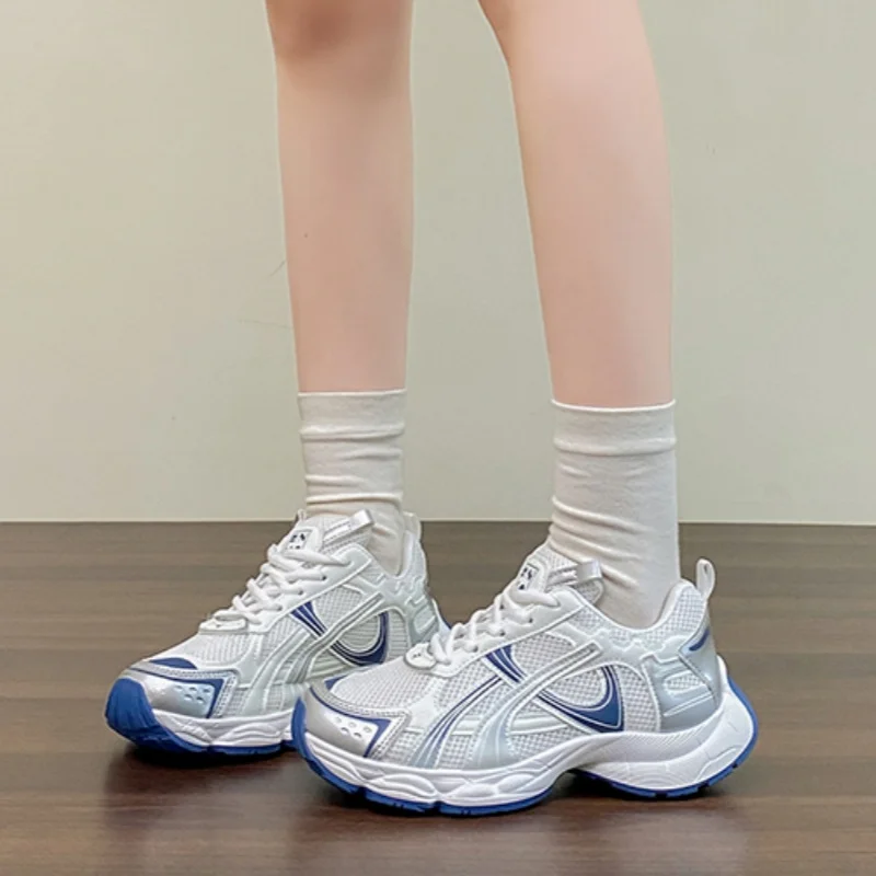 

Fashion New Wear Resistant Work Shoes for Women Spring Autumn Round Head Mesh Breathable Thick Bottom Casual Sports Shoes